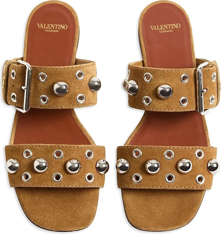 Women's Nellcôte Crust Leather Slide Sandals - Havana Beige - Size 7 - Image 4