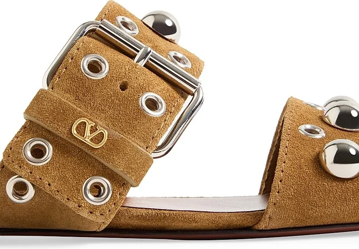 Women's Nellcôte Crust Leather Slide Sandals - Havana Beige - Size 7 - Image 6