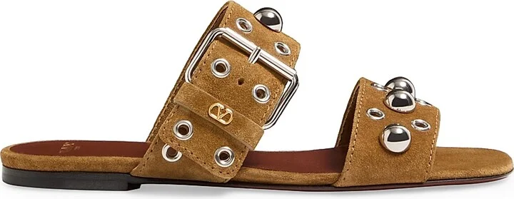 Women's Nellcôte Crust Leather Slide Sandals - Havana Beige - Size 7