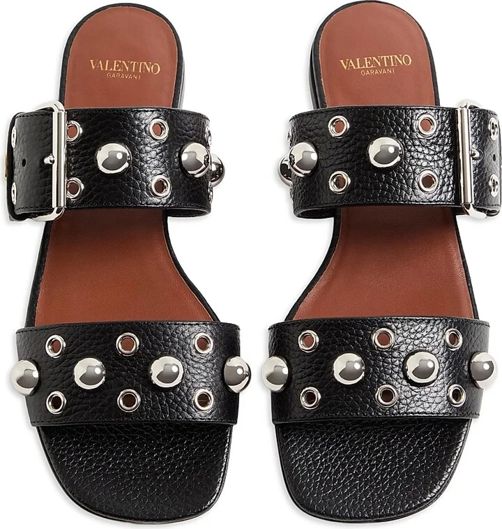 Women's Nellcôte Slide Sandals in Grainy Calfskin - Black - Size 6 - Image 4