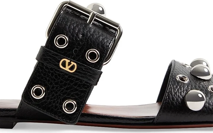 Women's Nellcôte Slide Sandals in Grainy Calfskin - Black - Size 6 - Image 5