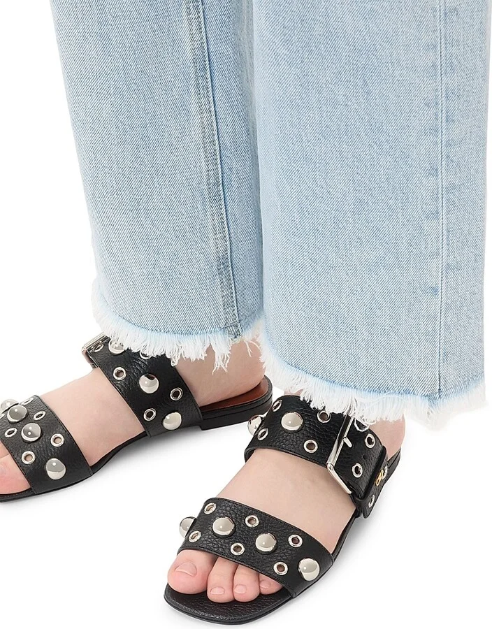 Women's Nellcôte Slide Sandals in Grainy Calfskin - Black - Size 6 - Image 7