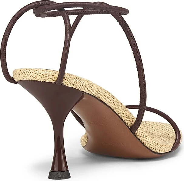 Women's Nenque Raffia Leather 80MM Sandals - Dark Chocolate - Size 5 - Image 3