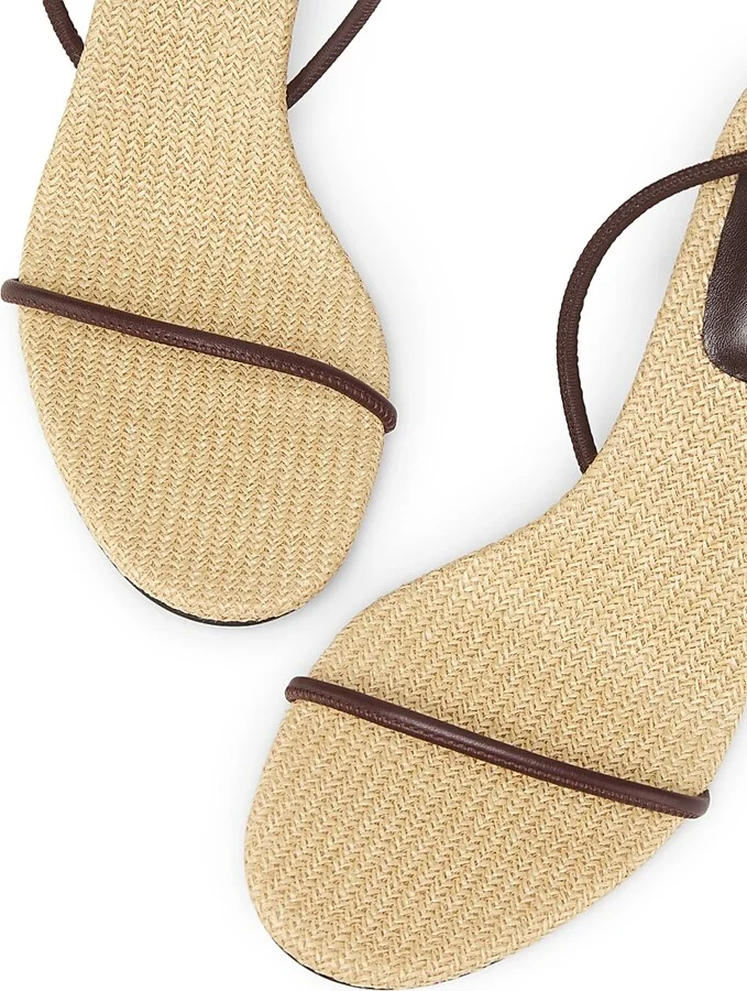 Women's Nenque Raffia Leather 80MM Sandals - Dark Chocolate - Size 5 - Image 4