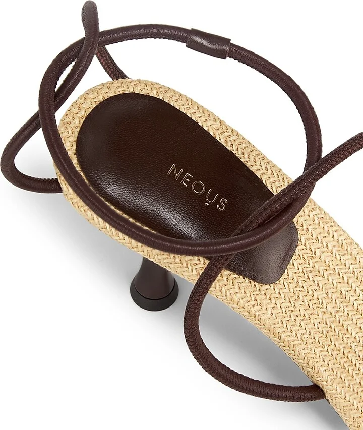 Women's Nenque Raffia Leather 80MM Sandals - Dark Chocolate - Size 5 - Image 5