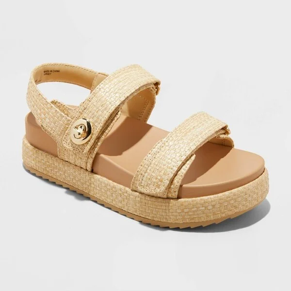 Women's ner Platform Double Band Sandals - A New Day™ : Cushioned Footbed, Open Toe