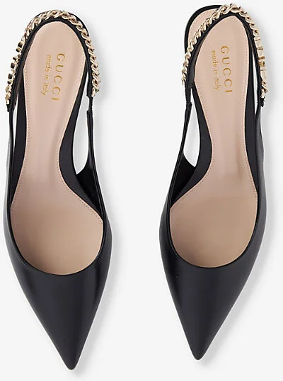 Womens Nero Signoria Slingback Heeled Leather Pumps Eur 39 / 6 Uk Women - Image 2