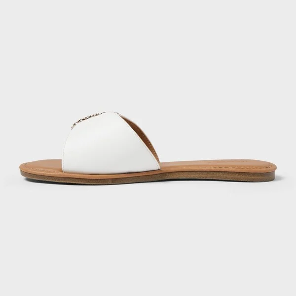 Women's Nesryn Shell Ornament Slide Sandals - Universal Thread™ White : Cushioned Insole, Open Toe - Image 2