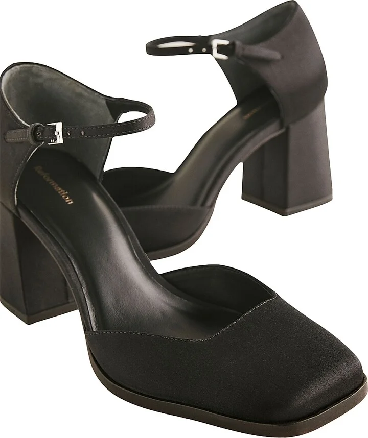 Women's Netty 50MM Satin Pumps - Black Satin - Size 6 - Image 3
