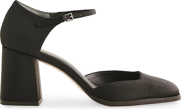 Women's Netty 50MM Satin Pumps - Black Satin - Size 6