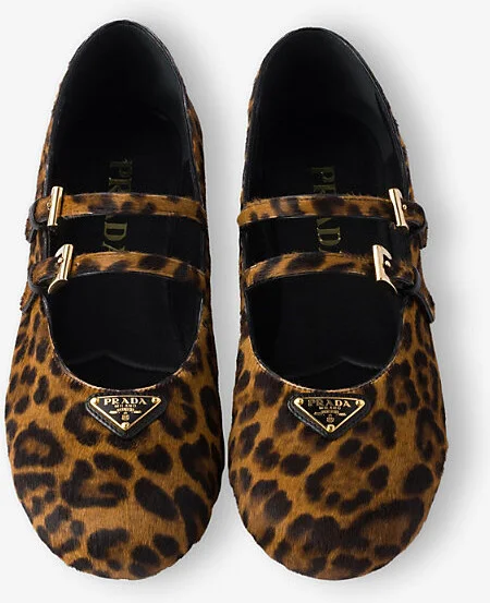 Womens Neutral Leopard Leather Ballerina Flats Eur 37.5 / 4.5 Uk Women - Image 2
