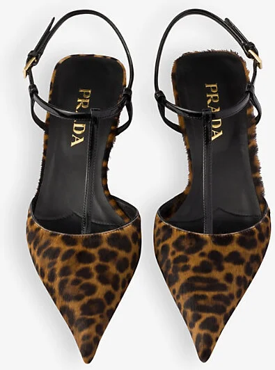 Womens Neutral Logo-Plaque Leopard Leather Heeled Courts Eur 35.5/2.5 Uk Women - Image 2