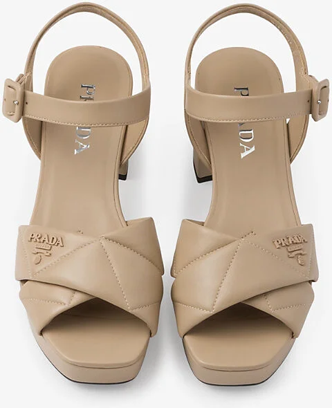 Womens Neutral Quilted Nappa Leather Platform Sandals Eur 36 / 3 Uk Women - Image 2