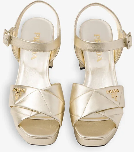 Womens Neutral Quilted Nappa Leather Platform Sandals Eur 36 / 3 Uk Women - Image 3