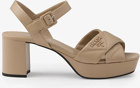 Womens Neutral Quilted Nappa Leather Platform Sandals Eur 36 / 3 Uk Women