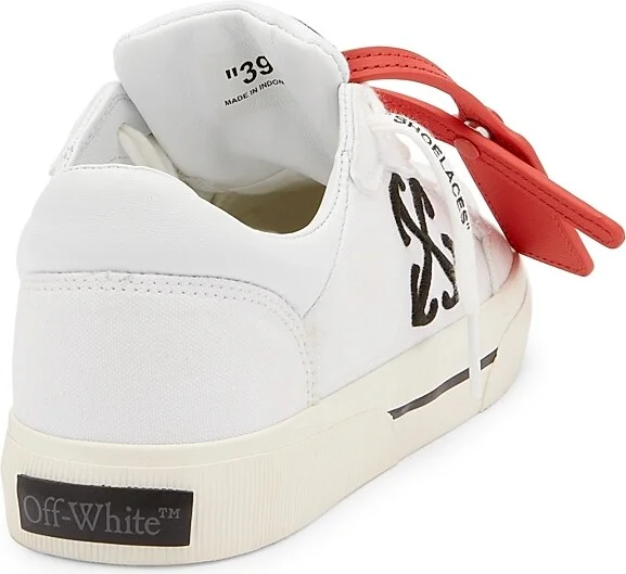 Women's New Low Vulcanized Canvas Sneakers - White Black - Size 6 - Image 3