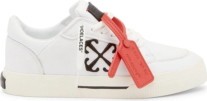 Women's New Low Vulcanized Canvas Sneakers - White Black - Size 6