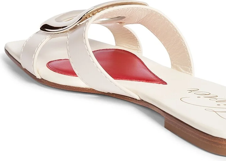 Women's New Metal Buckle Leather Sandals - Cream - Size 6 - Image 8