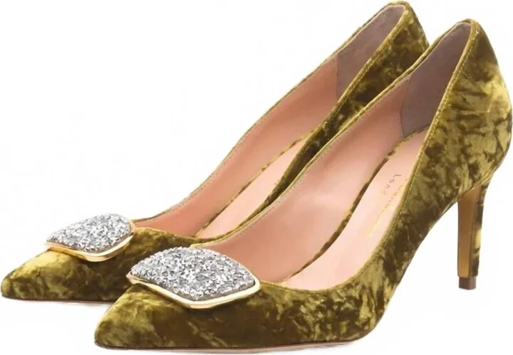 Women's New Nada Crystal Velvet Sandal In Senape