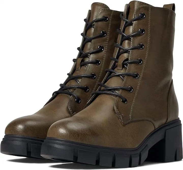 Women's Newz Smooth Combat Boot In Olive