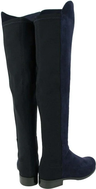 Women's Nice Blue Suede With Elastic Back Knee Boot - Image 5