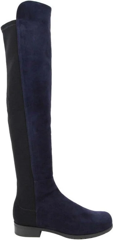 Women's Nice Blue Suede With Elastic Back Knee Boot - Image 6