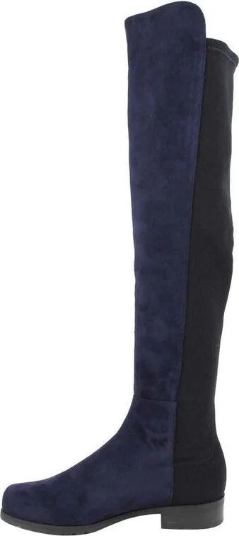 Women's Nice Blue Suede With Elastic Back Knee Boot - Image 7