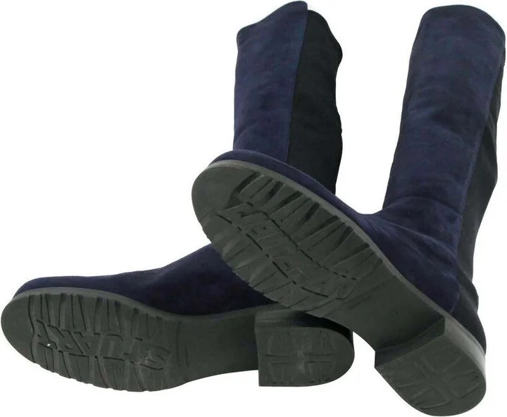 Women's Nice Blue Suede With Elastic Back Knee Boot - Image 8