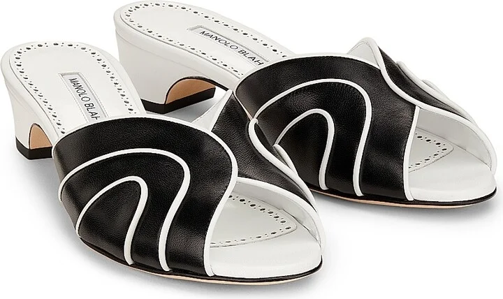 Women's Nikabo Leather Sandals - Black Navy - Size 5.5 - Image 2