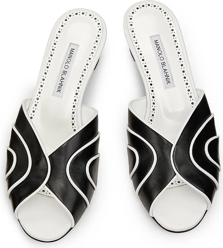 Women's Nikabo Leather Sandals - Black Navy - Size 5.5 - Image 4