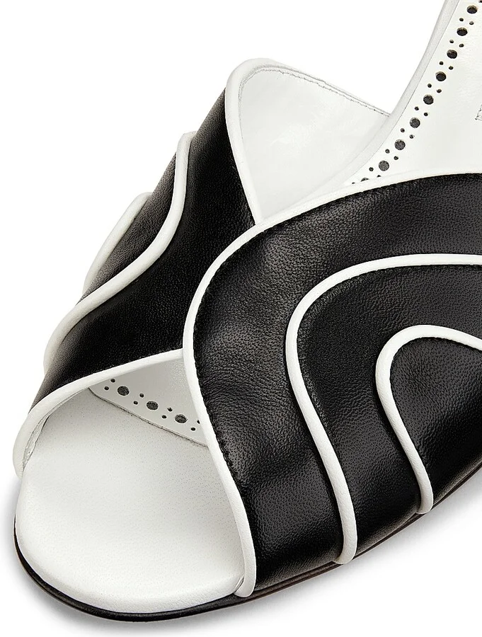 Women's Nikabo Leather Sandals - Black Navy - Size 5.5 - Image 5