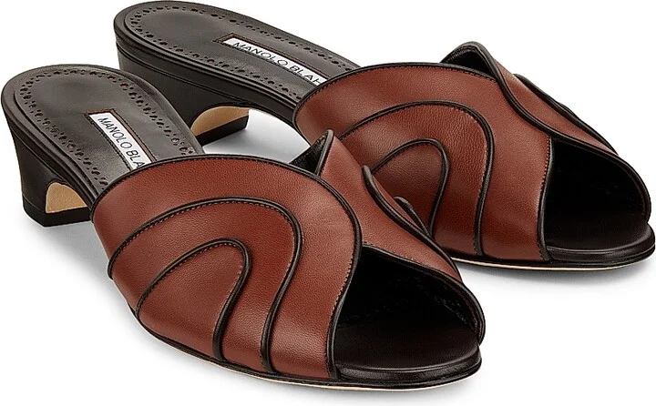 Women's Nikabo Leather Sandals - Black Navy - Size 5.5 - Image 7