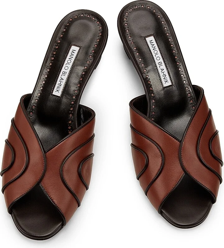 Women's Nikabo Leather Sandals - Black Navy - Size 5.5 - Image 9