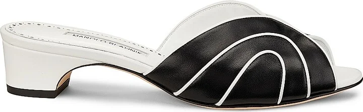Women's Nikabo Leather Sandals - Black Navy - Size 5.5