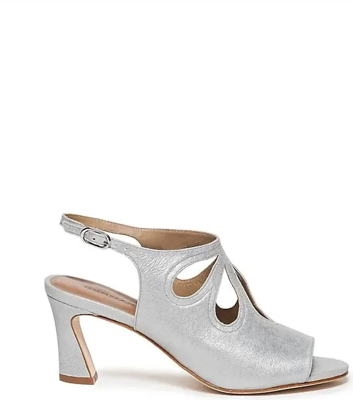 Women's Nili Heels - Medium In Silver Tumbled Metallic Suede