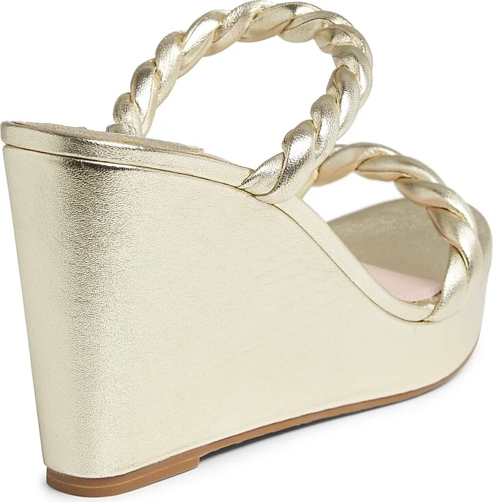 Women's Nina Leather Wedge Sandals - Pale Gold - Size 10 - Image 3