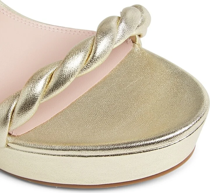 Women's Nina Leather Wedge Sandals - Pale Gold - Size 10 - Image 5