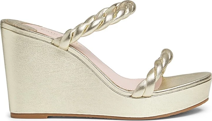 Women's Nina Leather Wedge Sandals - Pale Gold - Size 10