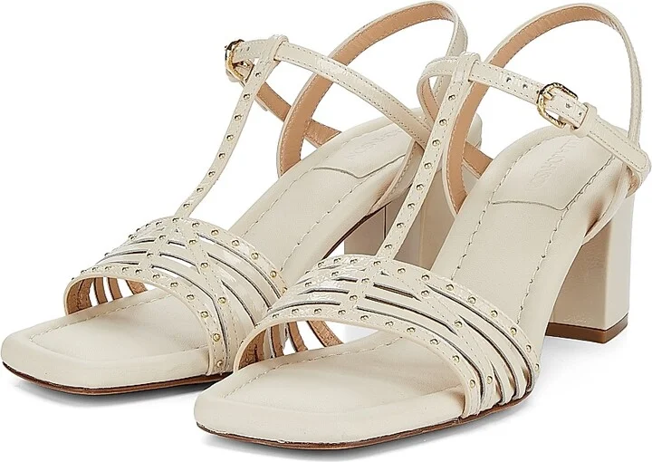 Women's Nina Mid Heel 70MM Studded Leather Sandals - Natural - Size 7.5 - Image 2