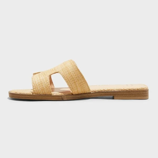 Women's Nina Raffia H-Band Slide Sandals - A New Day™ : Open Toe, Block Heel, Slip On, Textured Outsole - Image 3