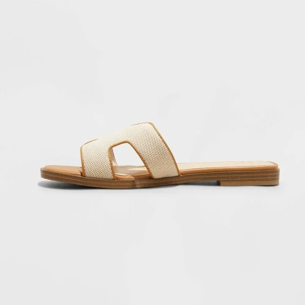 Women's Nina Raffia H-Band Slide Sandals - A New Day™ : Open Toe, Block Heel, Slip On, Textured Outsole - Image 9