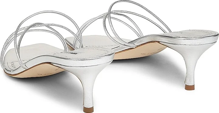 Women's Ninfemu 50MM Leather Sandals - Silver - Size 6.5 - Image 3