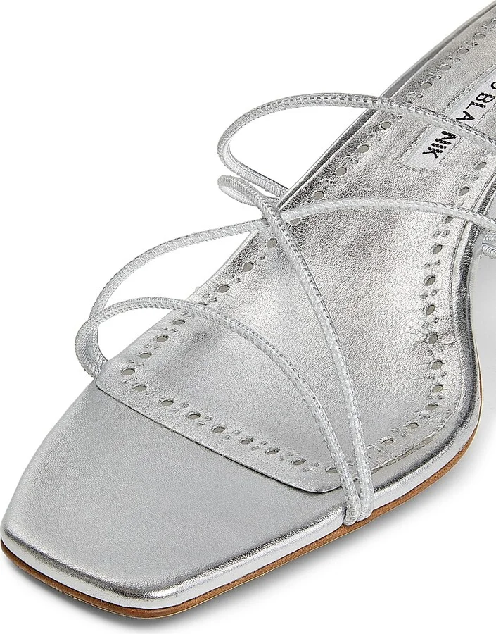 Women's Ninfemu 50MM Leather Sandals - Silver - Size 6.5 - Image 5