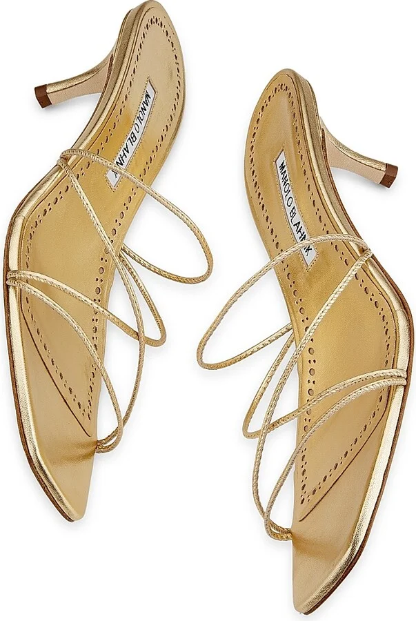 Women's Ninfemu 50MM Leather Sandals - Silver - Size 6.5 - Image 10