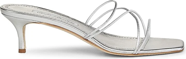 Women's Ninfemu 50MM Leather Sandals - Silver - Size 6.5