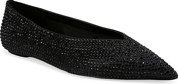 Women's Nita Crystal-Embellished Point-Toe Flats - Black - Size 6 - Image 2