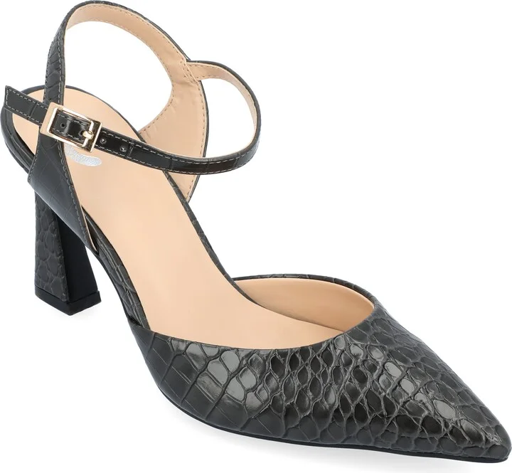 Womens Nixey Croco Texture Buckle Pointed Toe Pumps
