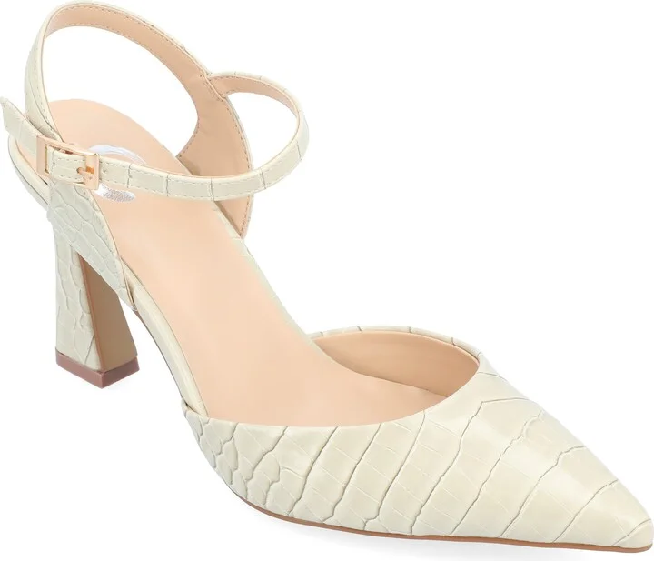 Womens Nixey Croco Texture Buckle Pointed Toe Pumps