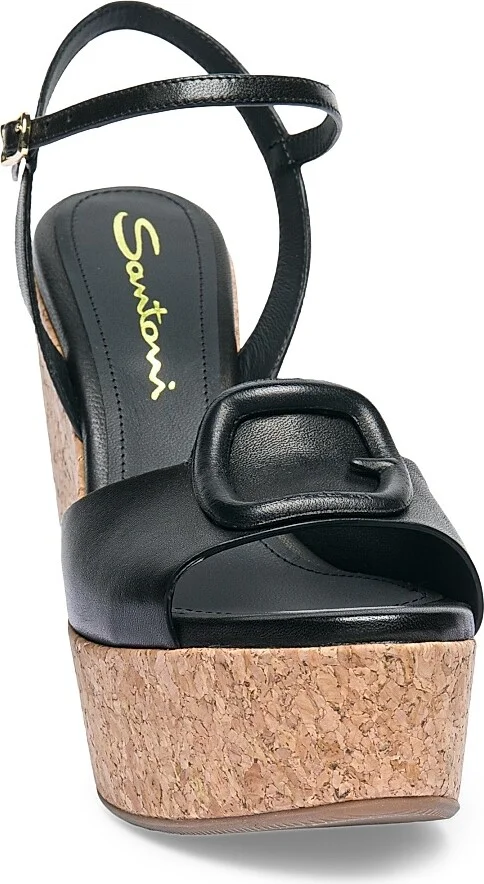 Women's Nizza Leather Wedge Sandals - Black - Size 8 - Image 2