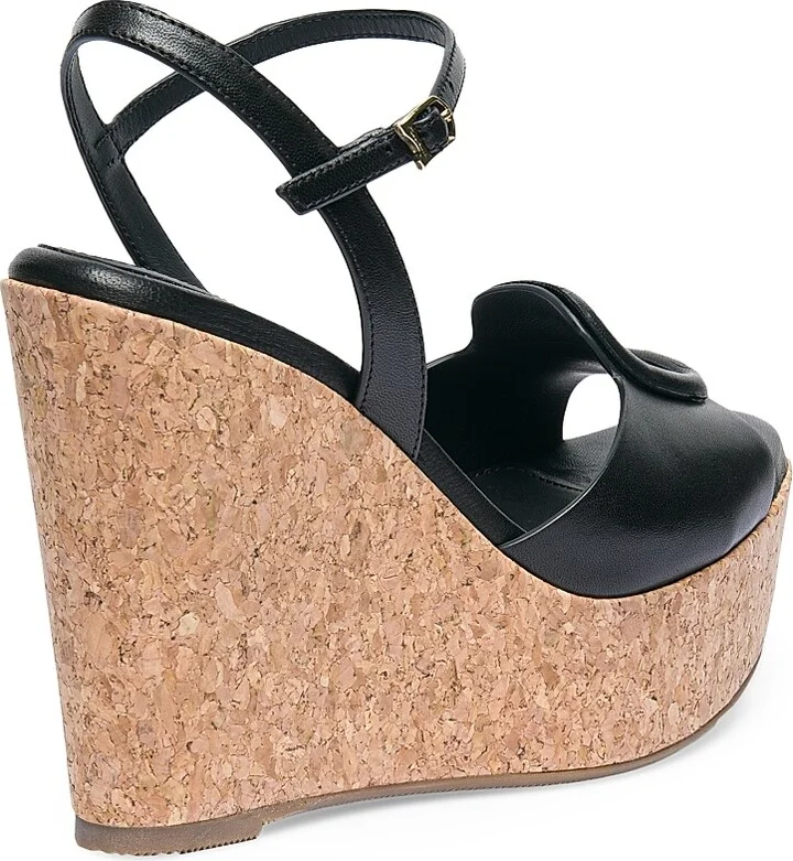 Women's Nizza Leather Wedge Sandals - Black - Size 8 - Image 3